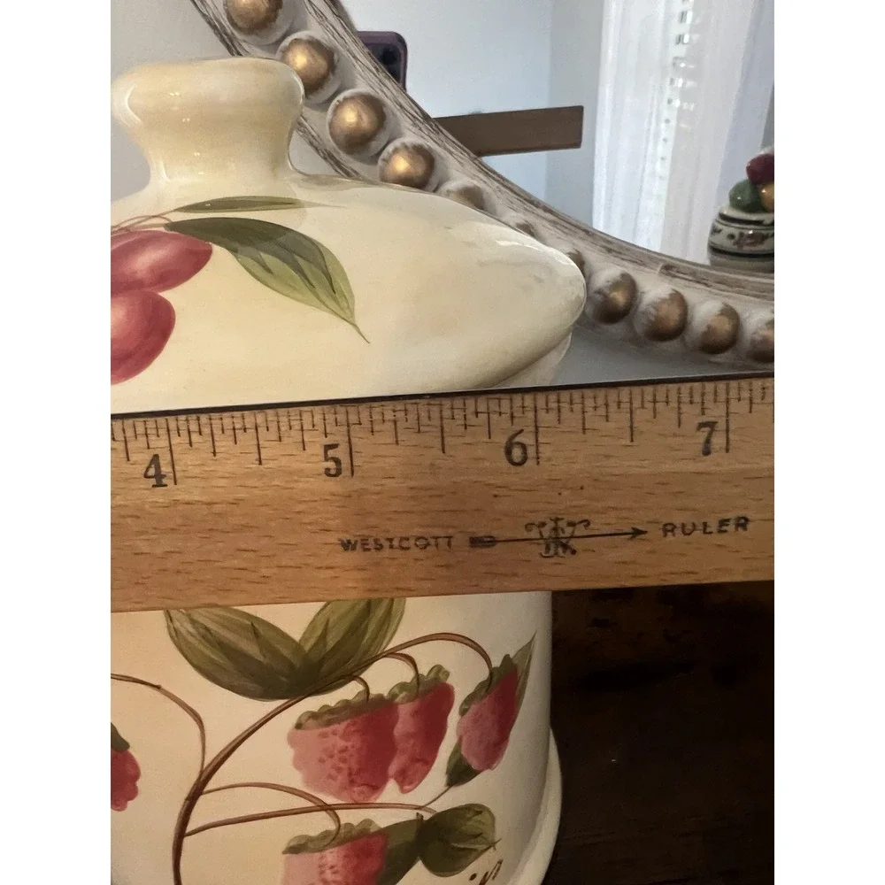 Pier 1 Provence Hand‎ Painted Fruit Canister French Country Farmhouse Kitchen